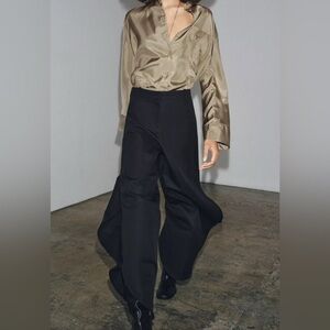 Zara Black Wide-Leg Pants with split